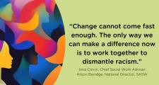 no room for racism logo with quote from Joanna Macdonald