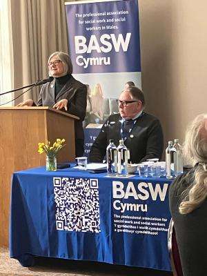 BASW CEO, Ruth Allen, making her welcome speech