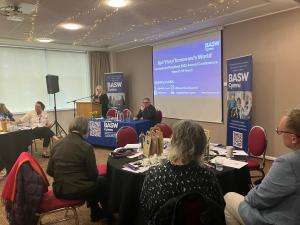 BASW Cymru Director, Prof Sam Baron, closing the conference