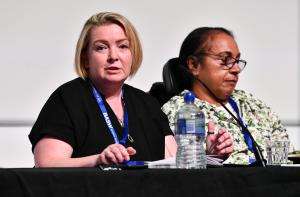 Sally speaking at this year's BASW Conference alongside her colleague on the Expert by Experience Forum, Reshma Patel