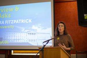 dr ciara fitzpatrick speaking at the crushed by the cost of living event Dr Ciara Fitzpatrick pictured speaking at a cost of living conference