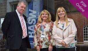 psw online mh Margaret Aspinall (right) with Hillsborough Family Support Group member John Traynor and BASW England manager Maris Stratulis