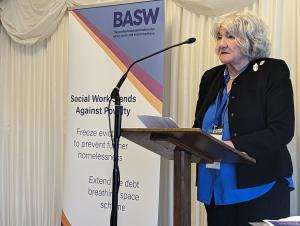 Julia speaking at BASW's anti-poverty event at Westminster Julia speaking at BASW's anti-poverty event at Westminster